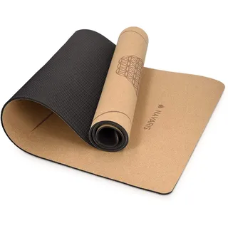 Navaris Yogamatte aus Kork rutschfeste Matte - Yoga Sportmatte Fitnessmatte mit Tragegurt - 183x61x0,5cm Fitness Gymnastikmatte - Schadstofffrei
