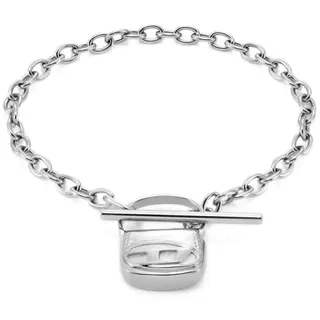 Diesel Herren-Armband aus Edelstahl mit Knebelverschluss, Sonic Silber