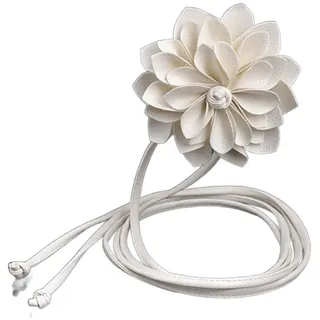 Blausky Boho Gürtel Damen,Dünner Taillengürtel Vintage Kleid Gürtel mit Groß Blume Hüftgürtel aus PU-Leder Verstellbarer Taillenkette Blumengürtel für Festival Party Hochzeit 210cm,Beige
