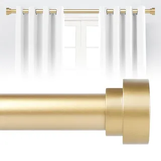 Goldene Gardinenstangen für Fenster, 71.1 cm bis 121.9 cm, 2.5 cm Durchmesser, robuste Gardinenstangen, verstellbare Gardinenstange, Teleskop-Fenstervorhangstange 45.7–11 4.3 cm Messing, Gold