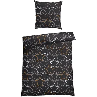 SCHIESSER Lizzy Sterne grau 155 x 220 cm + 80 x 80 cm