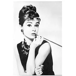 Klassische Audrey Hepburn Porträt Make-up Poster Drucke Leinwand Malerei Schwarz Weiß Wandkunst Moderne Wandbild, für Schlafzimmer Home Decoration Kein Rahmen (Size : No Frame 50x70cm)