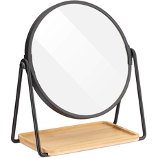 Navaris Kosmetikspiegel Schminkspiegel mit Schmuckablage - Spiegel doppelseitig mit Vergrößerung - 360° Standspiegel für Kosmetik Schminke Make Up