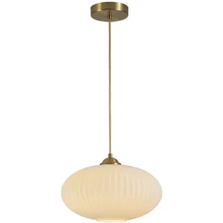 KCO Lighting Mid Century Moderne Goldkugel Pendelleuchte Gebürstetes Messing Weiß Opalglas Pendelleuchte Antik Bauernhaus Einzelne Hängeleuchte Küche Insel Beleuchtung Leuchte