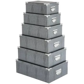 5 five simply smart 5five - 6 Metall-eckdosen Kroko grau