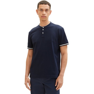 TOM TAILOR Herren 1036369 Piqué Poloshirt mit Stehkragen, 10668-Sky Captain Blue, L