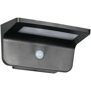 Reality Leuchten LED Solar Außenwandleuchte Atico R24696132, Kunststoff Schwarz matt, 8 Watt LED, Hybrid Solar/Akku, Dämmerungssensor, Bewegungssensor