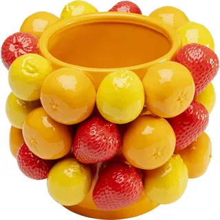 Kare Design Vase Fruit Parade, Gelb/Rot, Höhe 20cm, Porzellan, Blumenvase, Deko, Gefäß für Blumen, Tischvase, Wohnzimmer
