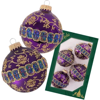 Krebs Glas Lauscha Weihnachtsbaumkugel »CBK90230, Weihnachtsdeko, Christbaumschmuck, Christbaumkugeln Glas« mit Glitterband & Borte