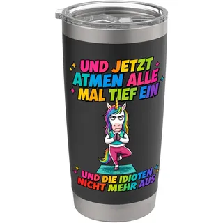 Genervtes Einhorn Meme Spruch für Morgenmuffel Doppelwandiger Edelstahl-Thermobecher