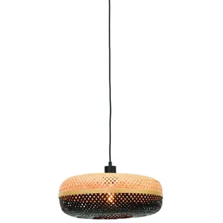 Good & Mojo Hängeleuchte , Naturfarben, Schwarz , Holz , Bambus , rund , 40x17x40 cm , LED-Leuchtmittel austauschbar , Lampen & Leuchten, Innenbeleuchtung, Hängeleuchten, Pendelleuchten