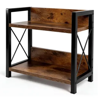 Piashow Küchenregal Arbeitsplatte, 2 Tier Gewürzregal Holz für Arbeitsplatte, Küche, Wohnzimmer, Büro, Badezimmer