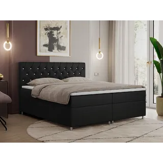 MKS Meble Boxspringbett 120x200 mit Bettkasten, Boxspringbett 120x200 mit Matratze, Doppelbett mit Matratze und Topper - Polsterbett mit Kopfteil - ROMA - 12... - Schwarz