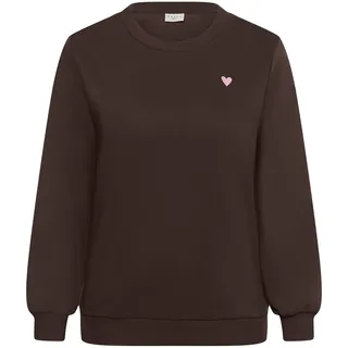 Sweatshirt KAFFE CURVE "Sweatshirt KClia", Damen, Gr. M, braun (seal braun, pink heart), Obermaterial: 85% Baumwolle CO. 15% Polyester PES., Sweatshirts Sweatshirt
