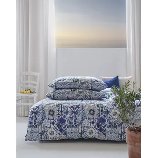 APELT Azzuro Handgemalte blau-weiße Kacheln blau 135 x 200 cm + 80 x 80 cm