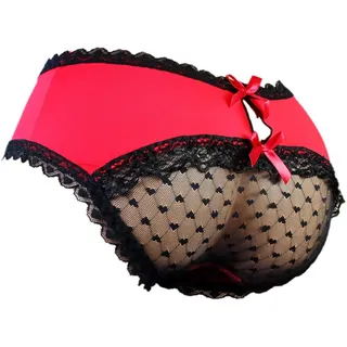 aishani Sissy Pouch Panties Herren Hipster Panty Spitze Bikini Slip Dessous Unterwäsche für Männer - HW, Rot/Ausflug, einfarbig (Getaway Solids), Large