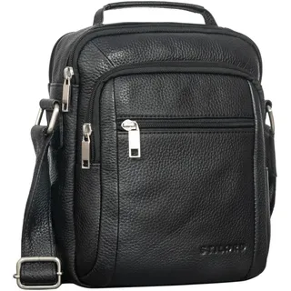 STILORD 'Lucky' Umhängetasche Herren Klein Leder Handtasche Männer Ledertasche Crossbody Bag Vintage Umschlagtasche zum Umhängen Echtleder Businesstasche, Farbe:schwarz
