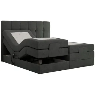MKS Meble MKS Boxbett Vittoria 160/200 - Dunkelgrau Struktur - H3 - H3 , 7-Zonen , Rechteckig , 160x200 cm , Schlafzimmer, Betten, Boxspringbetten