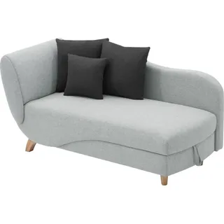 vente-unique PENELOPE rechte Chaiselongue aus hellgrauem Stoff mit Stauraum für Bettzeug - Hellgrau