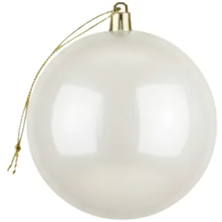 20 cm große, weiße Weihnachtskugel, PVC, bruchsicher, glänzende Oberfläche, Festliche Weihnachtsbaum-Hängedekoration, rundes Ornament für Urlaub, Heimdekoration