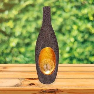 bmf-versand Solarleuchte Garten Vase Rattan Solarlampe Außen Leuchte Solar mit Pflegetuch