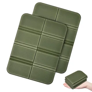 WUFANC Sitzkissen Outdoor Faltbar 2er Set, Wetterfest & Wasserdicht Thermo Sitzunterlage Outdoor Kinder,Leicht & Kompakt, für Wandern, Camping, Stadion, Picknick & Garten (Grün+Grün)
