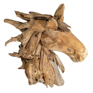 BISCOTTINI INTERNATIONAL ART TRADING Kekse Holzschnitzereien Pferdekopf 97 x 38 x 91 cm | Skulptur Teakholz | Statue Pferd besondere Gegenstände | Dekofiguren Zuhause