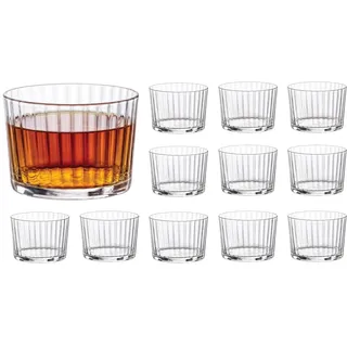 Bormioli Rocco Exclusiva Rum Tumblers, 340.2-205.5 g Gerippte Trinkgläser mit Kristallsternglas & XLT-Behandlung, hergestellt in Italien, langlebige Cocktailgläser für den täglichen Gebrauch