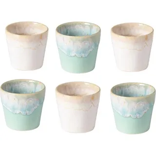 Costa Nova Grespresso handgefertigte Espressotassen – 6er-Set – Aqua – portugiesisches Steingut – 90 ml – Höhe 6 cm - Aqua