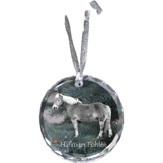 Haflinger Fohlen - Kristallkugel mit einem Foto, Pferdefoto im Kristall, personalisierter Weihnachtsbaumanhänger von der Marke Art-Dog