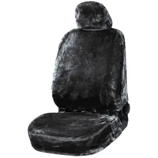 Walser Autositzbezug Teddy, Sitzbezug Kunstfell, Auto-Schonbezug in Lammfell-Optik, flauschiger Plüsch-Schonbezug vegan anthrazit
