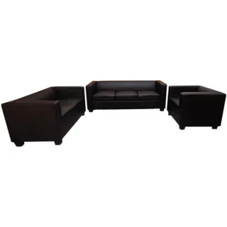 MCW Couch Leder 3-Sitzer Schwarz