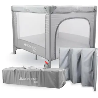 Mobiclinic Mobiclinic®, Baby Laufgitter, 2 in 1, Reisebett, Tragetasche, Faltbar, Seitlicher Einstieg, Baby Laufgitter, 0-3 Jahre, Schlafland, Atmungsaktives Netz, 2 Räder mit Bremse, Herausnehmbare Matratze