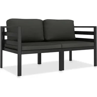 The Living Store 2-tlg. Garten-Sofagarnitur mit Auflagen Aluminium Anthrazit - Grau