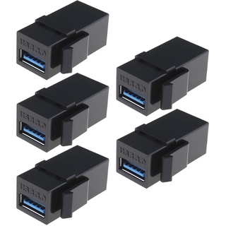 YINETTECH 5 STÜCKE USB 3.0 Keystone Adapter Buchse auf Buchse USB 3.0 A Keystone Jack Insert Koppler Adapter für Wandplatte Patch Panel Surface Box Schwarz