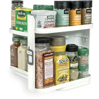 Cabinet Caddy SNAP! Gewürzregal für Schrank: Gewürzhalter zum Ausziehen und Drehen mit 3 verstellbaren Einlegeböden für 5 Ablageebenen, magnetisches, modulares Design, ca. 23 x 15,5 x 27 cm (H x B x T
