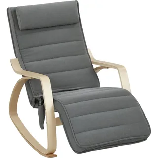 Homcom Schaukelstuhl Schaukelsessel mit Massagefunktion, Kopfstütze, Fußstütze, Grau , Textil , Teilmassiv,Birke , Füllung: Schaumstoff,Schaumstoff , 67x92x106 cm , Wohnzimmer, Sessel, Schaukelstühle
