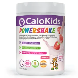 CaloKids Trinknahrung Kinder Powershake, 27 Vitamine, Erdbeere 500 g | Nahrungsergänzung für Kinder von 1-12 Jahren, Mineralien & Protein, für Wachstum, Entwicklung & Immunsystem