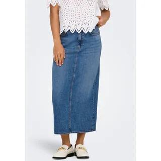 Jeansrock ONLY "ONLLUMI – Jeansrock mit Rückenschlitz für moderne Looks", Damen, Gr. XS (34), blau (medium blau denim), Denim/Jeans, Obermaterial: 100% Baumwolle, unifarben, wadenlang, Röcke Jeansrock, modisch, Denim, regular fit, Baumwolle