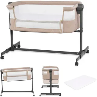 Beistellbett KINDERKRAFT "Neste Up 2", Baby, Gr. Liegefläche B/L: 46cm x 81cm, kein Härtegrad, natur beige, Kunststoff, Polyester, Babybetten Beistellbett