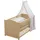 Babybett Set Liebhabbär - 70 x 140 cm - Kinderbett komplett mit Bettwäsche, Himmel, Matratze - Höhenverstellbar - Gitterbett in Juniorbett umbaubar - Holz natur