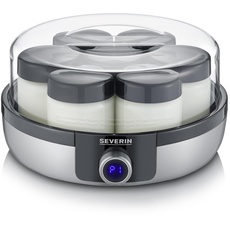 SEVERIN Joghurtbereiter, digitale Joghurtmaschine mit 5 Automatik-Programmen für selbstgemachten Joghurt, enthält 7 Joghurtgläser mit Deckel, BPA-frei, JG 3521