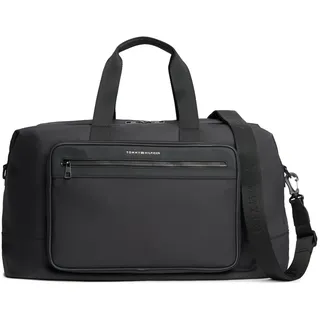 Weekender TOMMY HILFIGER "TH REPREVE DUFFLE", Gr. B/H/T: 53cm x 28cm x 22cm, schwarz, Kunstfaser, Textil, Taschen Weekender, Unisex Reisetasche, Geschäftstasche mit breitem Logo-Textilband