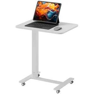 Gisaae Computertisch höhenverstellbar Laptoptisch mit Rollen 65x48cm Stehpult , Weiß , Holzwerkstoff , 65x73x48 cm , Büromöbel, Schreibtische, Computertische