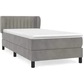 vidaXL Boxspringbett mit Matratze Hellgrau 100x200 cm Samt - Grau