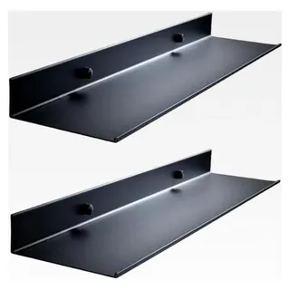 Wandregal aus Aluminium, 2 Stück, 40 cm, schwarzes Schwimmregal, Hängeregal, Bücherregal, Bilderleiste, hängendes Küchenregal für Wohnzimmer, Küche, Büro, Badezimmer