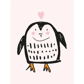 Lüttenhütt Leinwandbild »Pinguin« Herzen   Kind   Pinguine   Tiere   Wassertiere Premium-Leinwandstoff, Handarbeit aus Deutschland, Kindermotiv, rosa