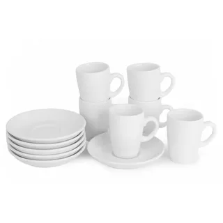Holst Porzellan PA 154 FA3 Espressotassen Set 12-tlg. "Palermo", weiß, 12 x 12 x 7.5 cm, Weiss(12 X 12 X 7.5 Cm)
