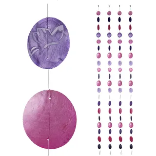 Relaxdays 4xCAPIZ-GIRLANDE , Naturmaterialen, Textil , 0.2 cm , Dekoration, Weihnachtsdekoration, Dekoblumen