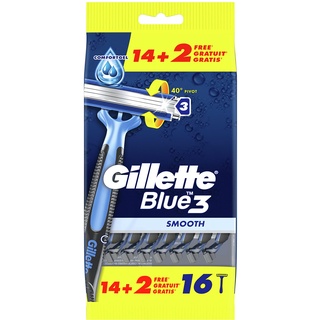 Gillette Blue3 Smooth Einwegrasierer, 16 Rasierer, Lubrastrip